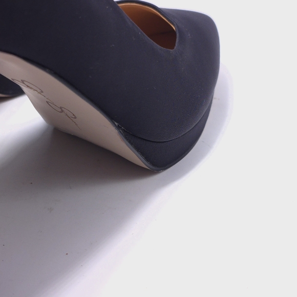 Jessica Simpson Womens Sz 8 Black Platform Dress Pump Heels Fabric Pointed Toe - Picture 8 of 11